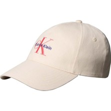 Calvin Klein Krem Kadın Nakışlı Şapka Monologo Embroıdery Baseball Hat