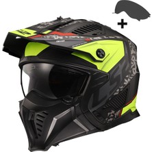 Ls2 Drıfter Devor Mat Siyah-Neon Sarı Çene Çıkarılabilir Modüler Motosiklet Kaskı