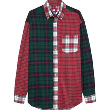 Tommy Jeans Kırmızı Kadın Standart Kareli Gömlek Tg Tartan Patchwork Btd Shırt