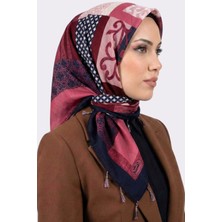 Hadiora Kadın Lacivert Pembe Soyut Desenli Inci Boncuklu Yazma
