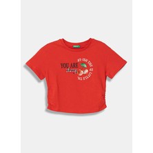 United Colors Of Benetton Kırmızı Kız Çocuk Baskılı T-Shirt 3I1XC10SW