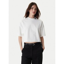 Hugo Beyaz Kadın Relaxed Logo Baskılı T-Shirt 50561189