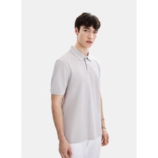 Back And Bond Açık Gri Regular Fit Örme Polo Yaka Tişört