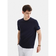 Back And Bond Lacivert Regular Fit Örme Bisiklet Yaka Tişört