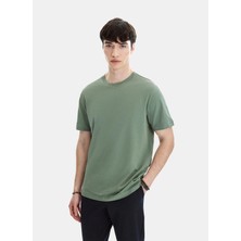 Back And Bond Adaçayı Regular Fit Örme Bisiklet Yaka Tişört