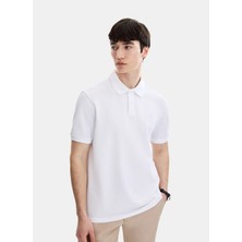Back And Bond Beyaz Regular Fit Örme Polo Yaka Tişört