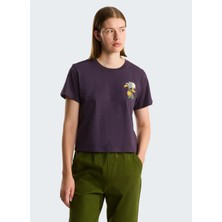The North Face NF0A8G9QG5O1-W Flora Embro Regular Mor Yuvarlak Regular Fit Baskılı Kadın T-Shirt