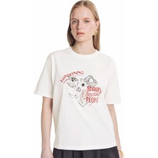 Ted Baker Kırık Beyaz Kadın Baskılı T-Shirt TBWRTS1054-5