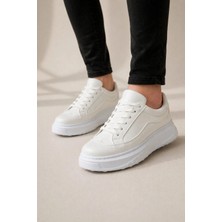 Joy Ayakkabı JY507 Dara Bağcıklı Cilt Erkek Günlük Sneaker Ayakkabı Cbt Beyaz