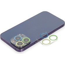 Mey Ithalat®   Iphone 12 Pro Max Renkli Kamera Lens Koruma Cam - Yeşil-Sarı