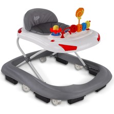 Babyhope 218 Tobby Yürüteç Gri Silikon Malzemeli Müzikli ve Oyuncaklı Ön Panel Özellikli