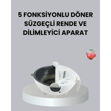 Mey Ithalat® Döner Mekanizmalı 5’ı 1 Arada Süzgeçli Rende Sebze Meyve Doğrama Cihazı