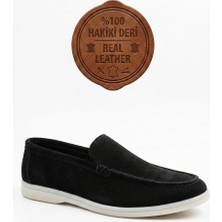 Baybonza BA0252 %100 Içi Dışı Hakiki Deri Erkek Siyah Süet Casual Loafer Termo Taban Ayakkabı