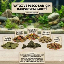 Badem Akvaryum Vatoz ve Pleco’lar Için Karışım Yem Paketi 5 Çeşit  200 gr