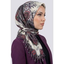 Hadiora Kadın Ekru Şal Desenli Çekme Boncuklu Yazma