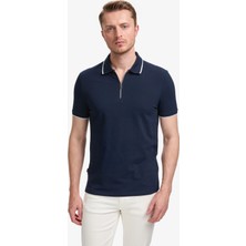 Pierre Cardin Erkek Siyah Slim Fit %100 Pamuk Fermuarlı Polo Yaka Basic Tişört 50327873-VR033