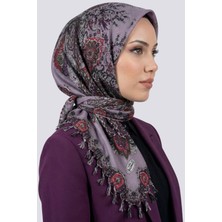 Hadiora Kadın Mor Şal Desenli Çekme Boncuklu Yazma