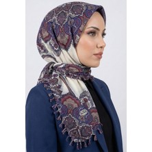 Hadiora Kadın Ekru Şal Desenli Çekme Boncuklu Yazma
