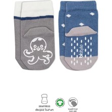 Mey Ithalat®   Hayvan Figürlü Kaymaz Erkek Soket Çorap 2'li BS10119 Indigo