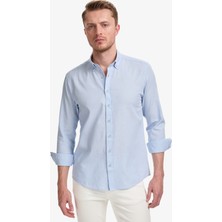Pierre Cardin Erkek Açık Mavi Keten Karışımlı Regular Fit Uzun Kollu Gömlek 50320941-VR003