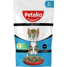 Peteko 24 Adet Jöleli Parça Etli Yetişkin Kedi Yaş Maması Balıklı 85 Gram