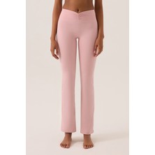 Los Ojos x Ece Pembe Bel Detaylı Ispanyol Paça Pantolon Ruched & Flared