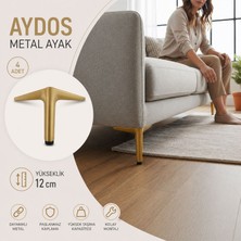 Badem10 Aydos 4 Adet Metal Mobilya Ayağı 12 cm Mat Altın Dayanıklı Şık Tasarım Koltuk Sehpa Dolap Ayağı