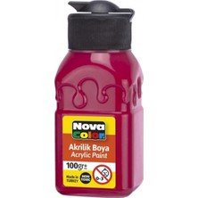Nova Color Ateş Kırmızısı Akrilik Boya Sise 100 gr Renkli ve Non-Toksik Özellikte