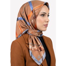 Hadiora Kadın Turuncu Ekose Desenli Kristal Eşarp