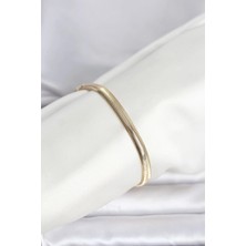 Uravas Store cm 14K Gold Renk Yassı Zincir Yılan Model Kadın Bileklik