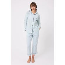 Marısılk™ Seastrıpe Premium Dokuma Uzun Kollu Crop Pantolonlu Kadın Pijama & Lounge Takımı