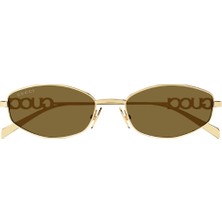 Gucci GG1802S 005 Unisex Güneş Gözlüğü Altın Renk Metal Çerçeve ile Şık Tasarım
