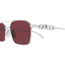 Gucci Gg 1804S 004 52 Unisex Dikdörtgen Gri Metal Güneş Gözlüğü