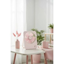Miniso Makaron Serisi Katlanabilir Mini Fan Pembe – Şarj Edilebilir Taşınabilir Fan 17,8 cm