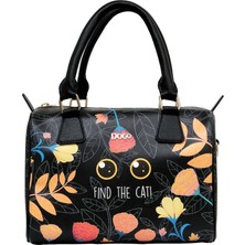 Dogo Kadın Vegan Deri Siyah El Çantası - Find The Cat Tasarım
