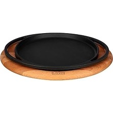 Uravas Store Lava Döküm Pizza/krep/pankek Tavası, Ahşap Altlıklı - Lv As 120 - Lv As 133