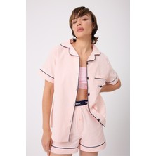  Marısılk™ Kadın Yazlık Şortlu Uzun Gömlekli Pijama & Lounge Takımı