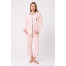 Marısılk™ Seastrıpe Premium Dokuma Uzun Kollu Crop Pantolonlu Kadın Pijama & Lounge Takımı