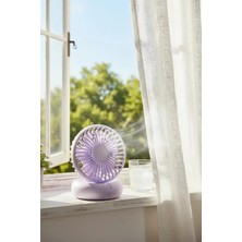 Miniso Soğutmalı Taşınabilir Masaüstü Fan Mor – Çok Kademeli Hız Ayarlı Şık Tasarım 14 cm