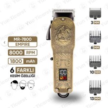 Jasper JPR-7800 Empire Şarj Göstergeli 6 Kademeli 8000 Rpm 1800 Mah Saç Sakal Tıraş Makinesi Erkek Bakım