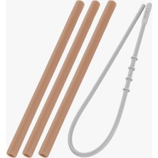 Oioi 3'lü Silikon Pipet Woddy Brown(Temizleme Fırçası Hediyeli)