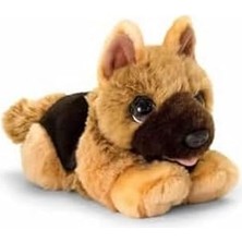 Uravas Store Keel Toys SD2532 Yumuşak Oyuncak Imzalı Yavru Köpek Alsatian, Siyah, Kahverengi