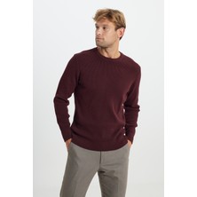 Altınyıldız Classics Erkek Bordo Pamuklu Standart Fit Normal Kesim Bisiklet Yaka Petek Dokulu Triko Kazak