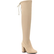 Nine West Cırka 1pr Nude Kadın Topuklu Çizme Suni Deri Bej Renk Yüksek Topuk ile Şık Tasarım