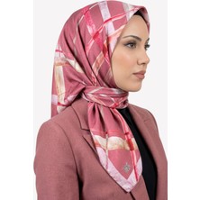 Hadiora Kadın Pembe Ekose Desenli Kristal Eşarp