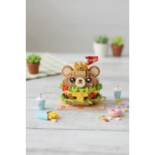 Miniso Lisanslı Yemek Serisi Oyun Bloğu Ayı Figürlü Hamburger – Eğitici ve Dekoratif Oyuncak Seti
