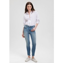 Tess Gold Premium Kadın Jean Pantolon 100328-84205 Indigo Mavisi 25 / 27 Normal Kesim Kot Kumaş