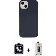 Pileli Store Pilelistore™ iPhone 14 Kılıf Ahenk Serisi - Siyah Bilvis Hayalet Cam Ekran Koruyucu + Pvd Metal Kamera Lens - Mı