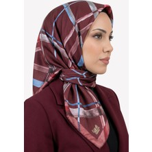 Hadiora Kadın Bordo Ekose Desenli Kristal Eşarp