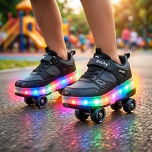 BURUNİ Patenli Işıklı Spor Ayakkabısı & Tekerlekli Sneakers Cırtlı